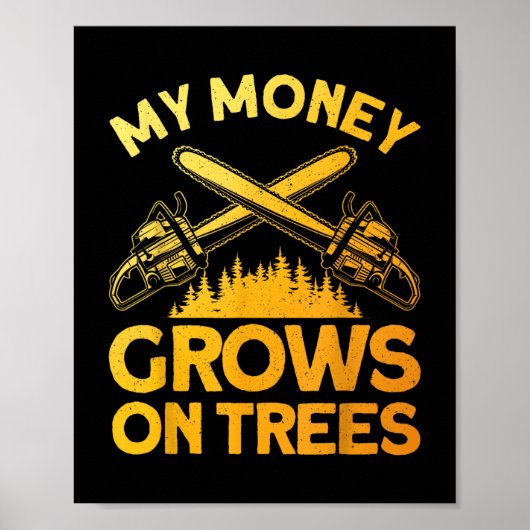 Poster Art Funny Lumberjack Pour Hommes Arbre Coupe Scie  (Devant)
