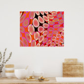 Poster Art Génétique Psychédélique Blobs Rose Blanc Sur R (Cuisine)