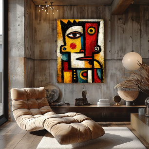 Poster Art géométrique abstrait audacieux cubiste primiti