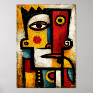 Poster Art géométrique abstrait audacieux cubiste primiti