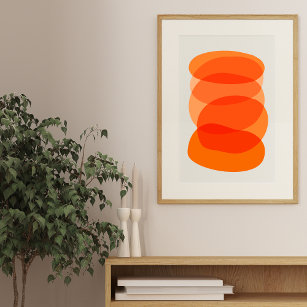 Poster Art géométrique Abstrait minimaliste en orange