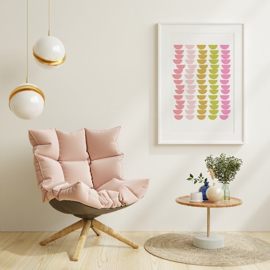 Poster Art géométrique amusant en vert printemps et rose