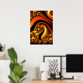 Poster Art géométrique fractal Or (Bureau à domicile)