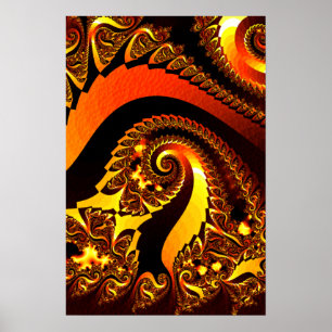 Poster Art géométrique fractal Or