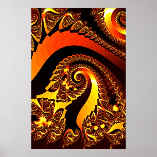 Poster Art géométrique fractal Or (Devant)