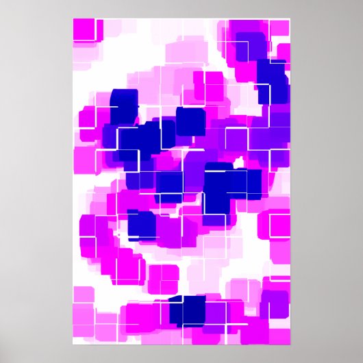 Poster Art géométrique "Framboise bleue" (Devant)