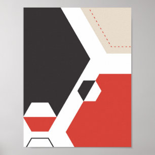 Poster Art géométrique Hexagon Abstrait moderne