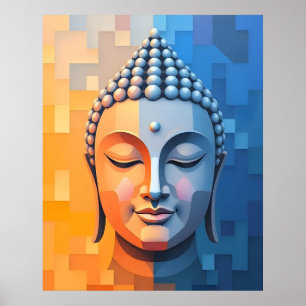 Poster Art géométrique moderne Méditer Bouddha