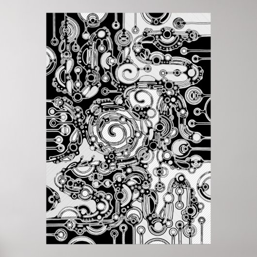 Poster Art Géométrique Noir Et Blanc 3 (Devant)