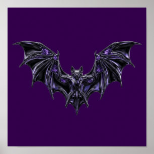 Poster Art gothique chauve-souris métal liquide cristal v