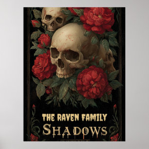 Poster Art gothique foncé avec crâne, Rose et texte perso