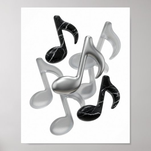 Poster Art graphique abstrait argent dynamique (Devant)