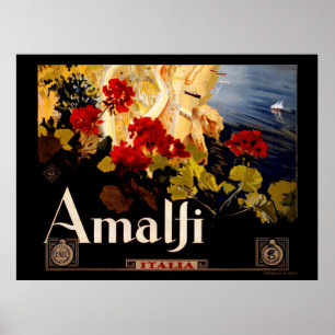 Poster Art graphique d'affiche de voyage à Amalfi Italie