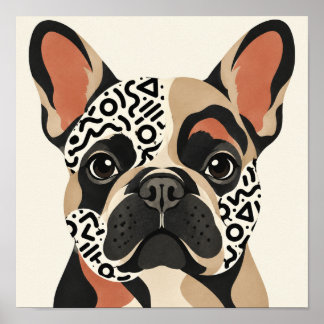 Poster Art graphique de motif Memphis de Bouledogue Franç