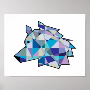 Poster Art graphique original Wolf Head   Profil du visag
