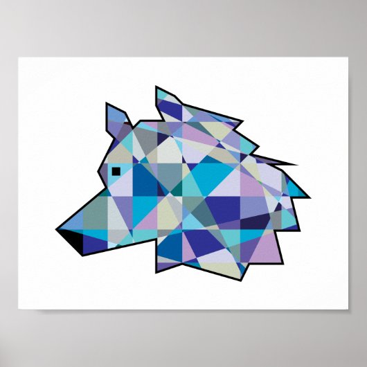 Poster Art graphique original Wolf Head | Profil du visag (Devant)