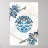 Poster Art Graphique, Turquoise Floral Mandala Illustrati (Devant)