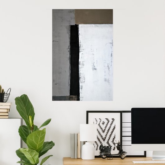 Poster Art gris et Brown Abstrait (Bureau à domicile)