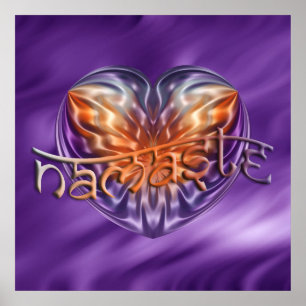 Poster ART Heart NAMASTE vagues de lila