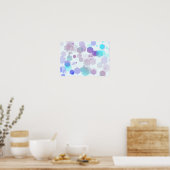 Poster Art Hexagonal Abstrait - Tons Violets et Bleus (Cuisine)
