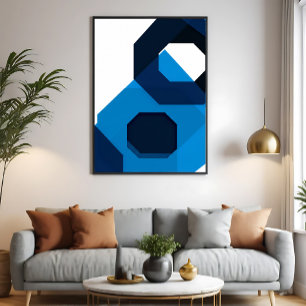 Poster Art Hexagone Bleu
