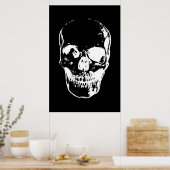 Poster Art Imaginaire crâne noir et blanc (Cuisine)