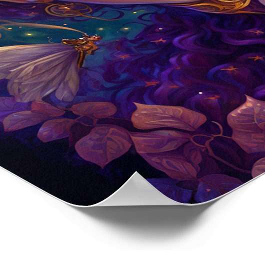 Poster Art Imaginaire Fée Elfe Violet (Coin)