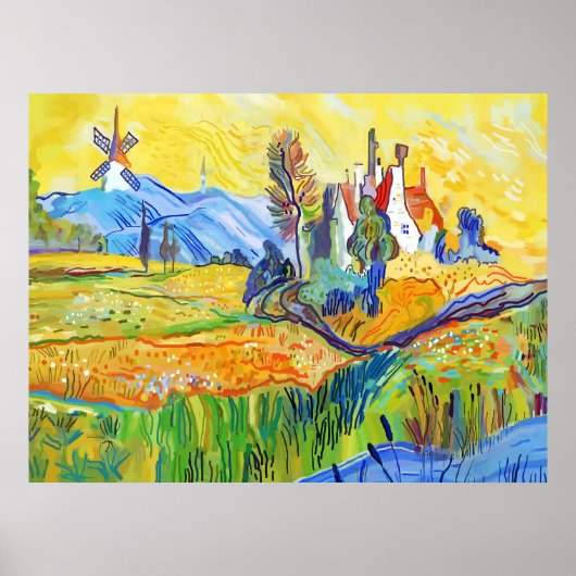 Poster Art Impressionniste Moderne Été Provence Paysage (Devant)