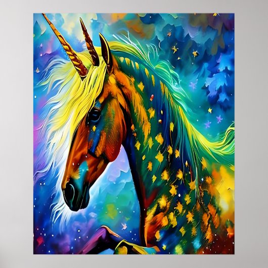 Poster Art imprimable de licorne magique haute qualité nu (Devant)