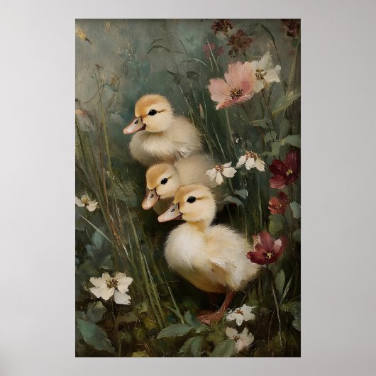Poster Art imprimable de trois canetons antiques, Canard (Devant)