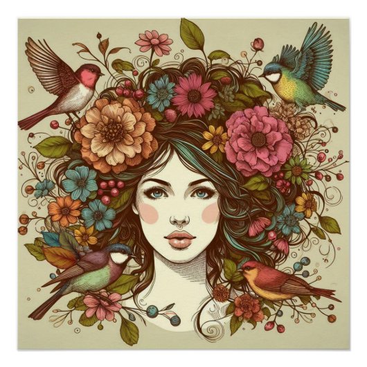 Poster Art Imprimer Oiseaux Chanson À L'Automne (Devant)