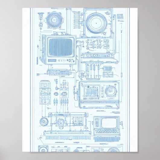 Poster Art industriel vintage : machine modulaire rétro-t (Devant)