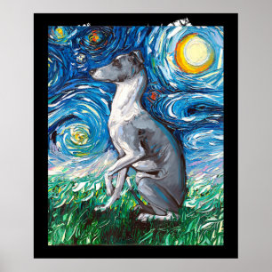 Poster Art italien Greyhound Starry Night Whippet Chien