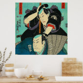 Poster Art Japonais - Deux Samouraïs espionnant Sur Des E (Cuisine)