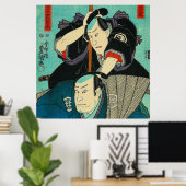 Poster Art Japonais - Deux Samouraïs espionnant Sur Des E (Bureau à domicile)