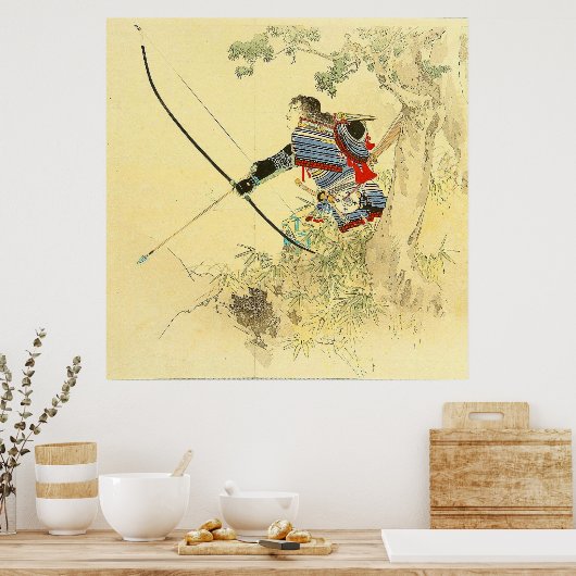 Poster Art Japonais - Un Samouraï Avec Arc À Longbow Et F (Cuisine)