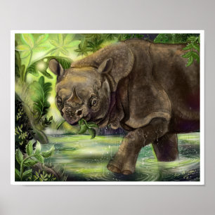 Poster Art Javan Rhino