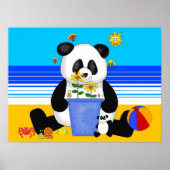 Poster Art Kind Panda aan het strand (Voorkant)