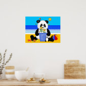 Poster Art Kind Panda aan het strand (Keuken)