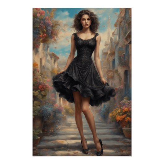 Poster Art LBD : Petite robe noire améliorée à l'IA (Devant)