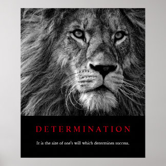 Poster Art Lion de détermination motivationnelle noir et
