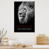 Poster Art Lion de détermination motivationnelle noir et  (Cuisine)