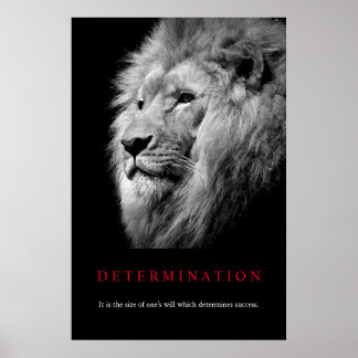 Poster Art Lion de détermination motivationnelle noir et