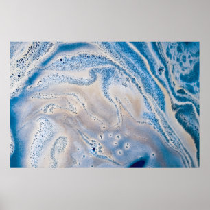 Poster Art liquide bleu et blanc