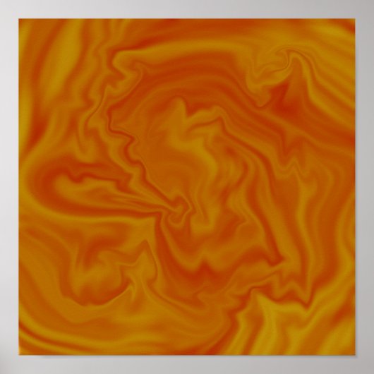 Poster Art Liquide Orange Et Jaune Abstrait (Devant)