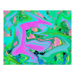 Poster Art Liquide rose et bleu clair rétro sur Hydrangea