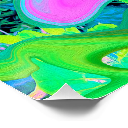 Poster Art Liquide rose et bleu clair rétro sur Hydrangea (Coin)