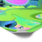 Poster Art Liquide rose et bleu clair rétro sur Hydrangea (Coin)