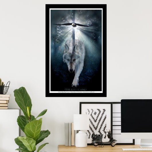 Poster Art Loup et aigle sauvage Imprimer (Bureau à domicile)