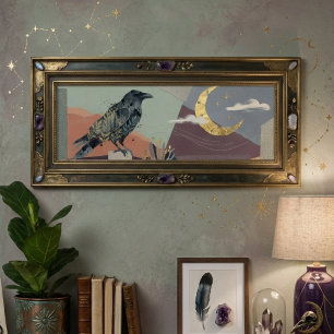 Poster Art lunaire céleste du corbeau – Nature gothique